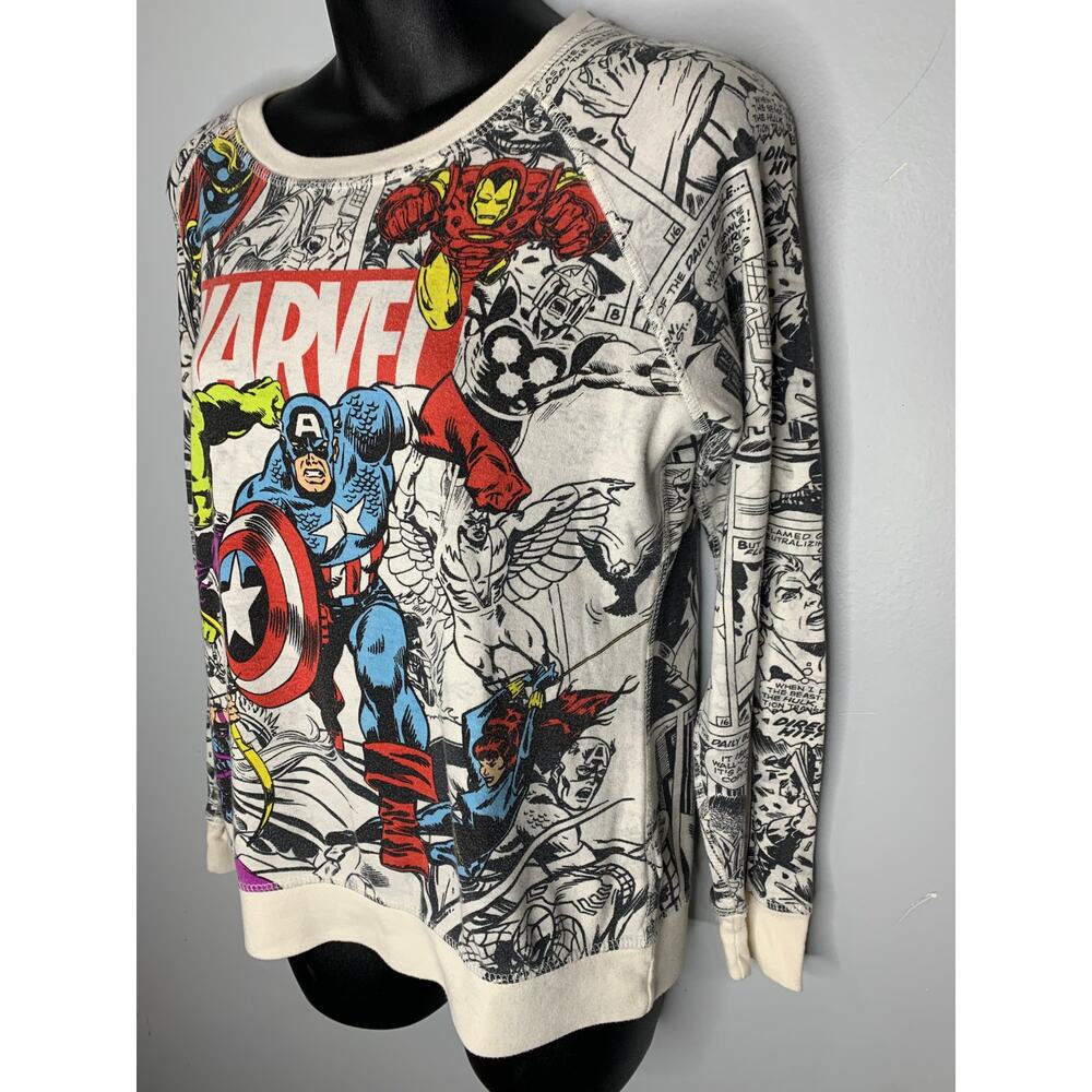 Marvel Reversible Pullover Comic Strip Design Crew Neck Women's Medium - Picture 4 of 8